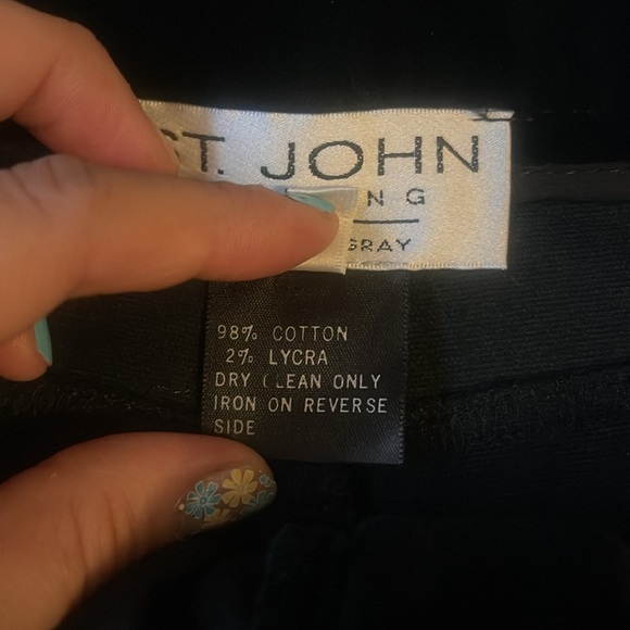 St. John Evening High Rise Black Velvet Pants straight Leg trouser 12 - Picture 3 of 9